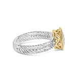 18K Yellow Gold Plated .925 Sterling Silver Diamond Heart Ring with Satin Finish (I-J Color, SI1-SI2 Clarity)-1 thumbnail 2