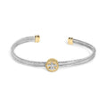 18K yellow gold bracelet with diamond accents and fleur-de-lis medallion