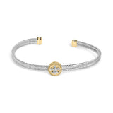 18K yellow gold bracelet with diamond accents and fleur-de-lis medallion thumbnail 1