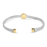 18K Yellow Gold Plated .925 Sterling Silver Diamond Accent  and Fleur Di Lis Medallion Bangle Bracelet (I-J Color, SI1-SI2 Clarity) - 7.25 Inches-1 thumbnail 2
