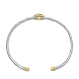 18K Yellow Gold Plated .925 Sterling Silver Diamond Accent  and Fleur Di Lis Medallion Bangle Bracelet (I-J Color, SI1-SI2 Clarity) - 7.25 Inches-2 thumbnail 3
