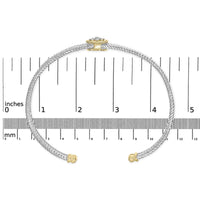 18K Yellow Gold Plated .925 Sterling Silver Diamond Accent  and Fleur Di Lis Medallion Bangle Bracelet (I-J Color, SI1-SI2 Clarity) - 7.25 Inches-3