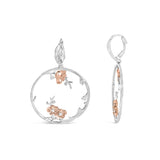 Rose Gold Plated .925 Sterling Silver 1/10 Cttw Diamond Floral Hoop Earrings (I-J Color, SI1-SI2 Clarity)-3 thumbnail 4