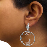 Rose Gold Plated .925 Sterling Silver 1/10 Cttw Diamond Floral Hoop Earrings (I-J Color, SI1-SI2 Clarity)-2 thumbnail 3