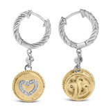 18K Yellow Gold Plated .925 Sterling Silver 1/8 Cttw Diamond Heart Medallion Drop and Dangle Earring (I-J Color, SI1-SI2 Clarity)-3 thumbnail 4
