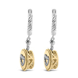 18K Yellow Gold Plated .925 Sterling Silver 1/8 Cttw Diamond Heart Medallion Drop and Dangle Earring (I-J Color, SI1-SI2 Clarity)-4 thumbnail 5