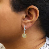 18K Yellow Gold Plated .925 Sterling Silver 1/8 Cttw Diamond Heart Medallion Drop and Dangle Earring (I-J Color, SI1-SI2 Clarity)-2 thumbnail 3