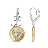 18K Yellow Gold Plated .925 Sterling Silver 1/8 Cttw Diamond Hammered Finished Medallion Heart Drop and Dangle Earrings (I-J Color, SI1-SI2 Clarity)-3 thumbnail 4