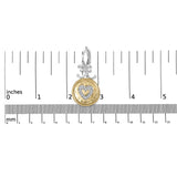 18K Yellow Gold Plated .925 Sterling Silver 1/8 Cttw Diamond Hammered Finished Medallion Heart Drop and Dangle Earrings (I-J Color, SI1-SI2 Clarity)-4 thumbnail 5