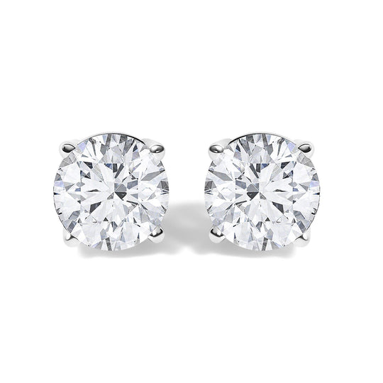 14K White Gold 1 1/10 Cttw Round Diamond Solitaire Stud Earrings-0
