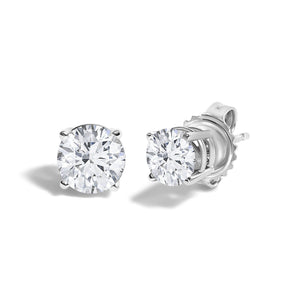 14K White Gold 1 1/10 Cttw Round Diamond Solitaire Stud Earrings-1