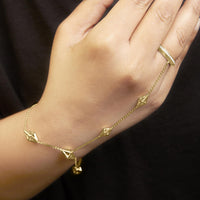 14K Yellow Gold 1/4 Cttw Diamond Ring and Bracelet Hand Chain (G-H Color, SI1-SI2 Clarity) - 7