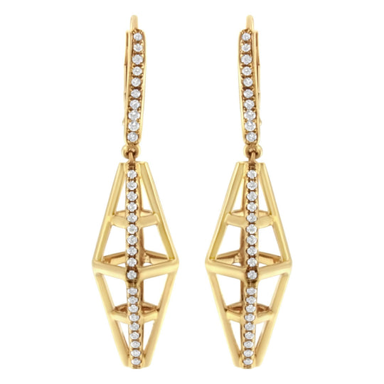 14K Yellow Gold 5/8 Cttw Diamond Geometrical Pillar Drop and Dangle Earrings (G-H Color, SI1-SI2 Clarity)-0