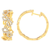 14K Yellow Gold 3/4 Cttw Diamond Honeycomb Hoop Earrings (G-H Color, SI1-SI2 Clarity) - 24MM-1 thumbnail 2