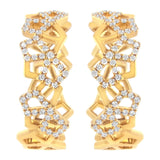 14K Yellow Gold 3/4 Cttw Diamond Honeycomb Hoop Earrings (G-H Color, SI1-SI2 Clarity) - 24MM-3 thumbnail 4