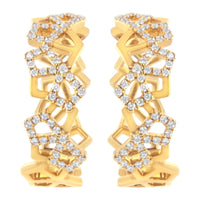 14K Yellow Gold 3/4 Cttw Diamond Honeycomb Hoop Earrings (G-H Color, SI1-SI2 Clarity) - 24MM