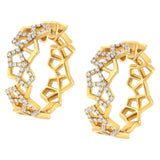 14K Yellow Gold 3/4 Cttw Diamond Honeycomb Hoop Earrings (G-H Color, SI1-SI2 Clarity) - 24MM-4 thumbnail 5