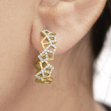 14K Yellow Gold 3/4 Cttw Diamond Honeycomb Hoop Earrings (G-H Color, SI1-SI2 Clarity) - 24MM-2 thumbnail 3