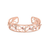 14K rose gold open cuff bangle with diamonds, pink tourmaline and white enamel thumbnail 1