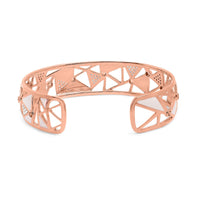 14K Rose Gold 5/8 Cttw Diamond with Pink Tourmaline Open Cuff Bangle with White Enamel (G-H Color, SI1-SI2 Clarity) - 7