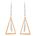14K white gold windchime drop earrings with round diamond stones