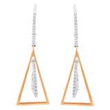 14K white gold windchime drop earrings with round diamond stones thumbnail 1
