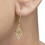 14K Yellow Gold 3/8 Cttw Double Triangle Drop and Dangle Diamond Earrings (G-H Color, SI1-SI2 Clarity)-2 thumbnail 3