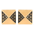 14K rose gold earring with pyramid-set brown diamond stones