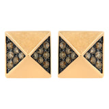 14K rose gold earring with pyramid-set brown diamond stones thumbnail 1