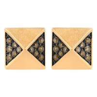 14K Rose Gold 1/4 Cttw Brown Diamond Pyramid Stud Earring (Brown Color, SI1-SI2 Clarity)
