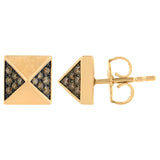 14K Rose Gold 1/4 Cttw Brown Diamond Pyramid Stud Earring (Brown Color, SI1-SI2 Clarity)-1 thumbnail 2
