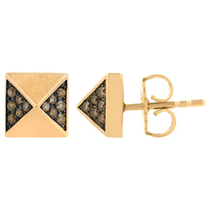 14K Rose Gold 1/4 Cttw Brown Diamond Pyramid Stud Earring (Brown Color, SI1-SI2 Clarity)-1