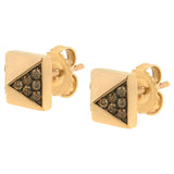 14K Rose Gold 1/4 Cttw Brown Diamond Pyramid Stud Earring (Brown Color, SI1-SI2 Clarity)-4 thumbnail 5