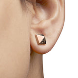 14K Rose Gold 1/4 Cttw Brown Diamond Pyramid Stud Earring (Brown Color, SI1-SI2 Clarity)-2 thumbnail 3