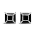 14K white gold ring with round diamond and black onyx stones