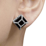 14K White Gold 3/8ct Diamond with 11x11MM Black Onyx Stud Earrings (G-H Color, SI1-SI2 Clarity)-2 thumbnail 3