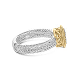 18K Yellow Gold Plated .925 Sterling Silver Diamond Cross Ring with Satin Finish (I-J Color, SI1-SI2 Clarity)-1 thumbnail 2