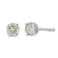 925 sterling silver stud earrings with 2 round salt-and-pepper diamond stones