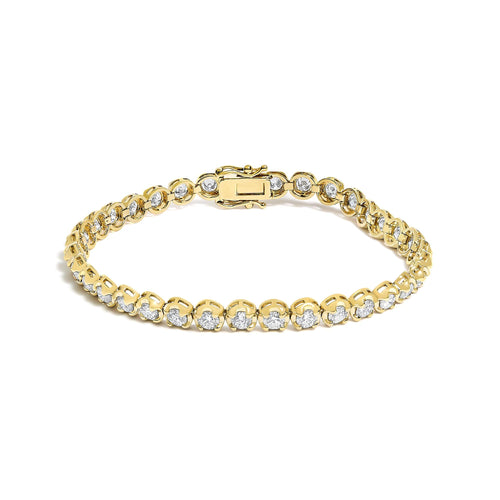14K Yellow Gold 5.0 Cttw Diamond Scalloped Link Tennis Bracelet