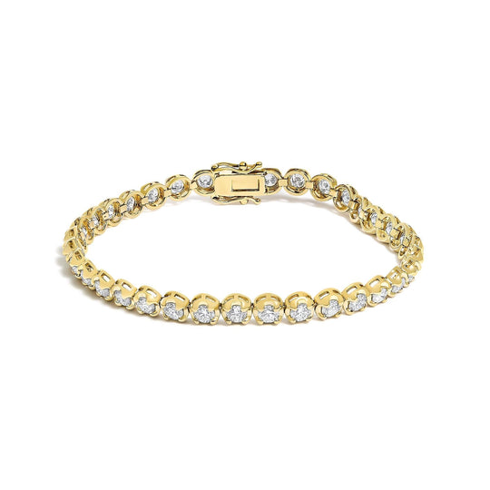 14K Yellow Gold 5.0 Cttw Diamond Scalloped Link Tennis Bracelet-0