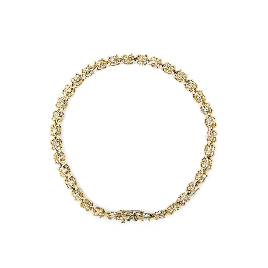 14K Yellow Gold 5.0 Cttw Diamond Scalloped Link Tennis Bracelet