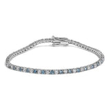 14K White Gold 4.0 Cttw Alternating White and Blue Lab Grown Diamond Tennis Bracelet - 7
