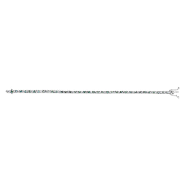14K White Gold 4.0 Cttw Alternating White and Blue Lab Grown Diamond Tennis Bracelet - 7