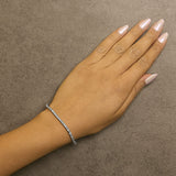14K White Gold 4.0 Cttw Alternating White and Blue Lab Grown Diamond Tennis Bracelet - 7