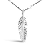 14K White Gold Diamond Accent Feather Pendant Necklace-1 thumbnail 2