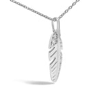 14K White Gold Diamond Accent Feather Pendant Necklace-3 thumbnail 4