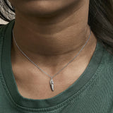 14K White Gold Diamond Accent Feather Pendant Necklace-2 thumbnail 3