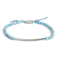 Sterling Silver Turquoise Beads Station Bracelet with Bolo Clasp-0