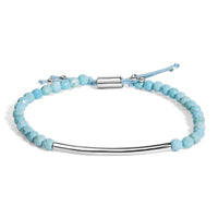 Sterling Silver Turquoise Beads Station Bracelet with Bolo Clasp