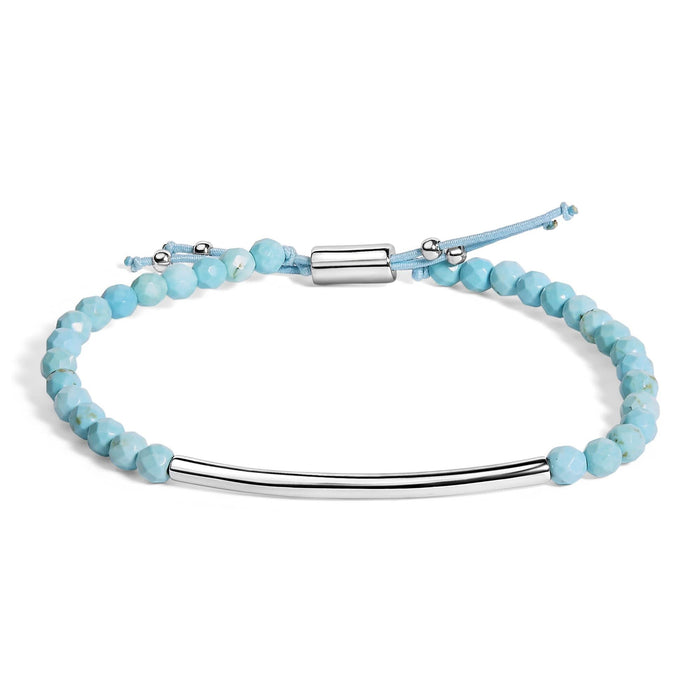 Sterling Silver Turquoise Beads Station Bracelet with Bolo Clasp